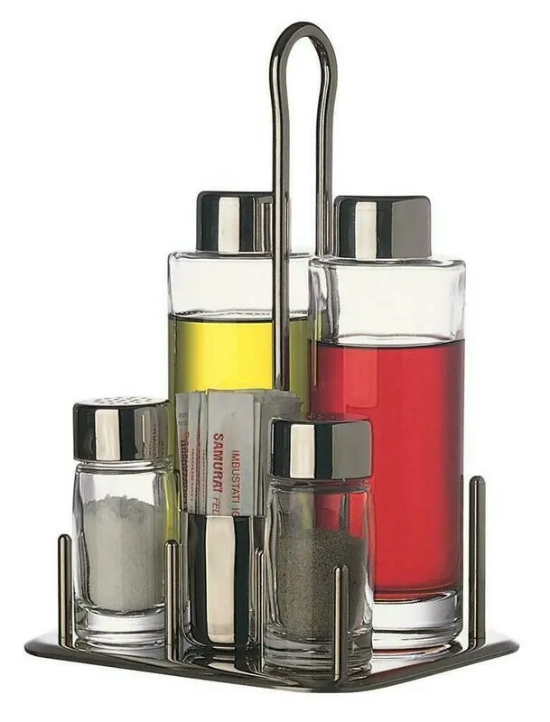 Menage 5 pezzi Piazza | Set Condimenti Horeca Inox