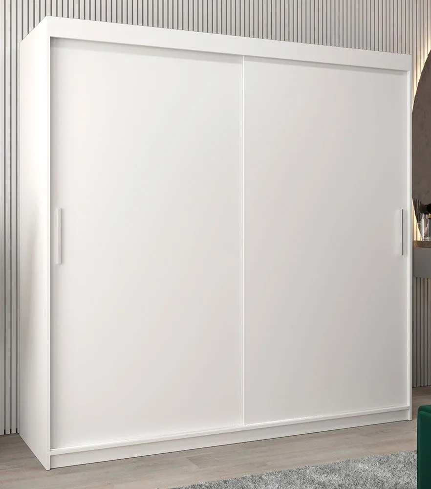 Schiebetürenschrank / Kleiderschrank Bisaurin 5A, Farbe: Weiß matt - Abmessungen: 200 x 200 x 62 cm ( H x B x T)
