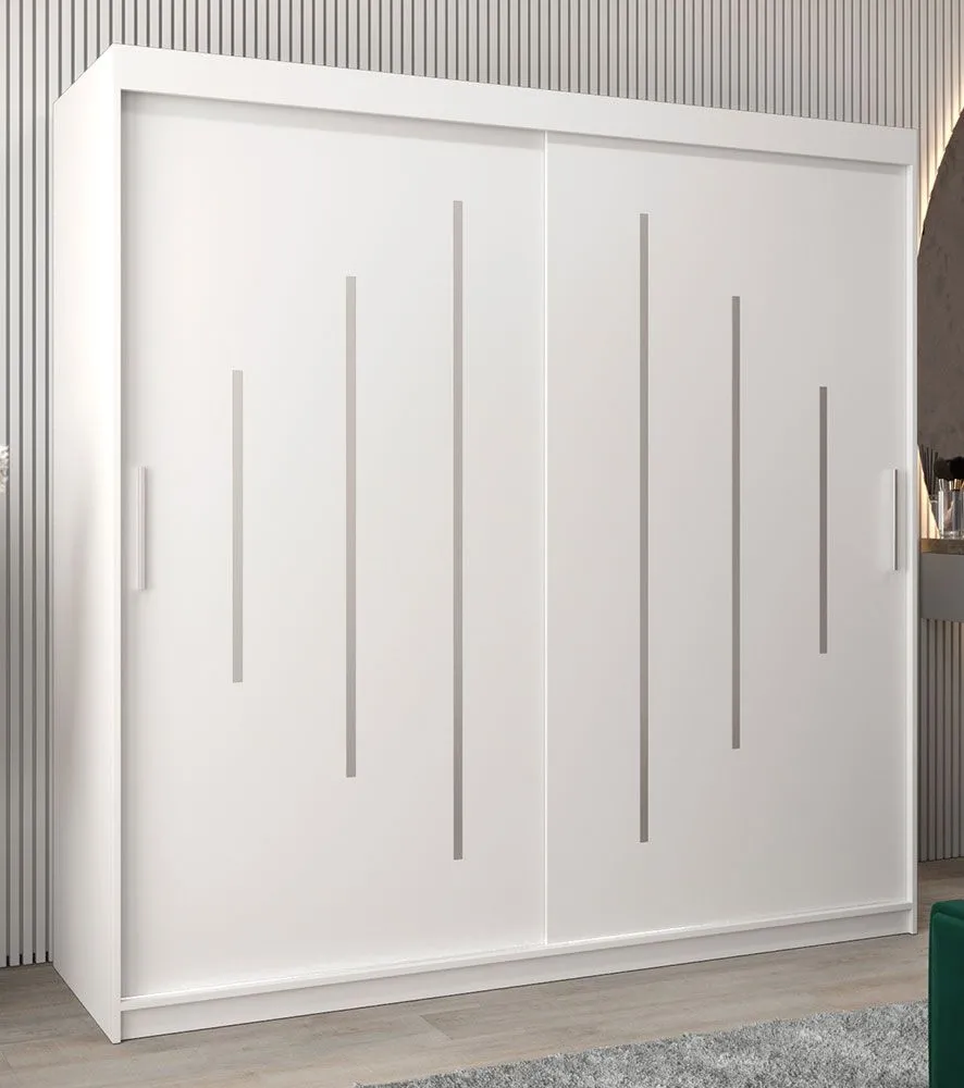 Schiebetürenschrank / Kleiderschrank Pilatus 05, Farbe: Weiß matt - Abmessungen: 200 x 200 x 62 cm (H x B x T)