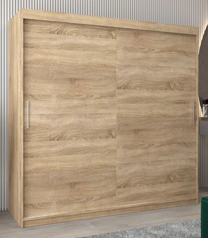 Schiebetürenschrank / Kleiderschrank Bisaurin 5A, Farbe: Eiche Sonoma - Abmessungen: 200 x 200 x 62 cm ( H x B x T)