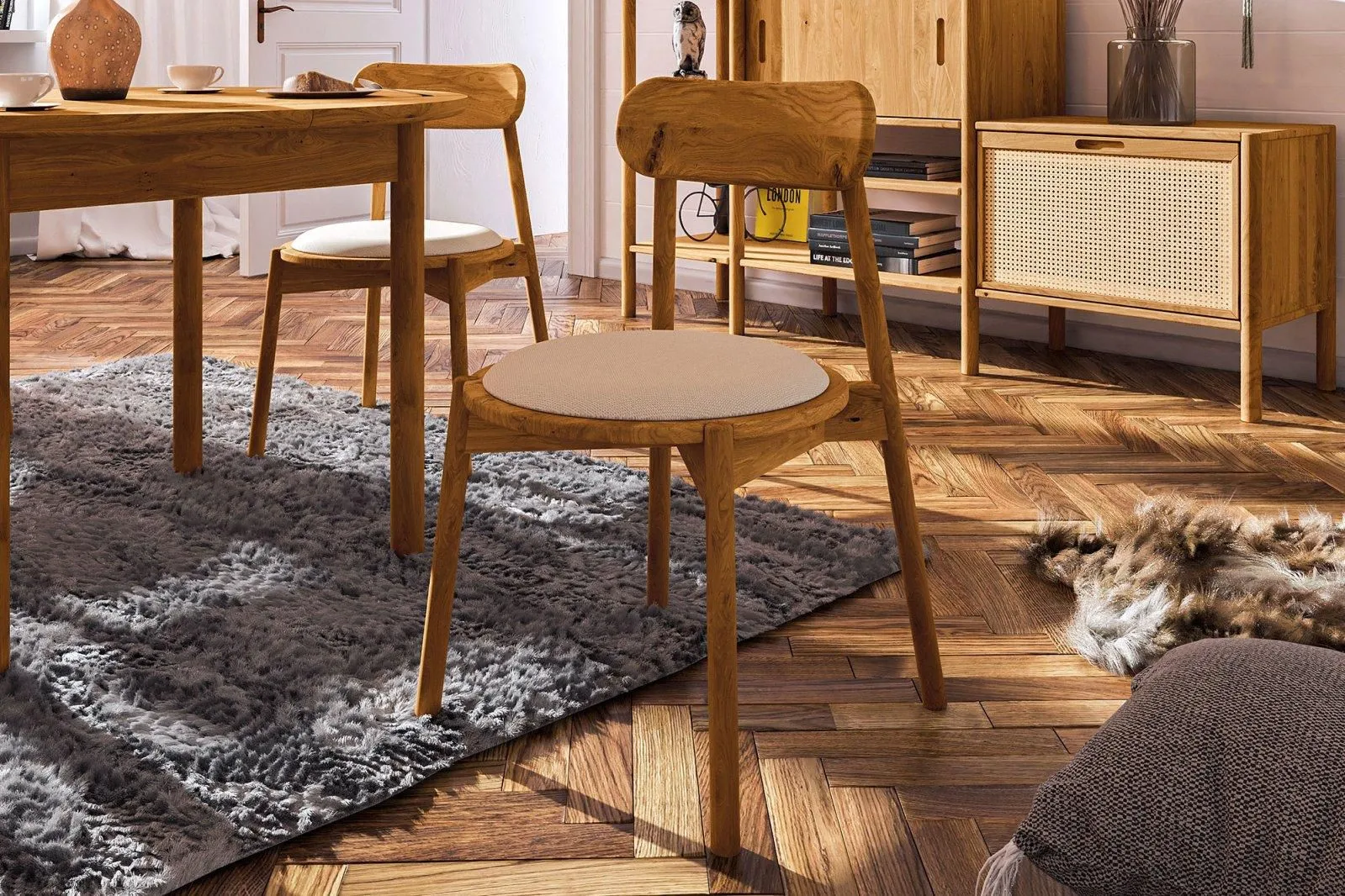 Stuhl, 2er Set, Wellsford 56 Wildeiche massiv geölt - Abmessungen: 80 x 47 x 50 cm (H x B x T)