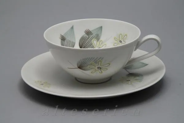 Teetasse mit Untertasse - Hutschenreuther Favorit Floral Grün Gelb