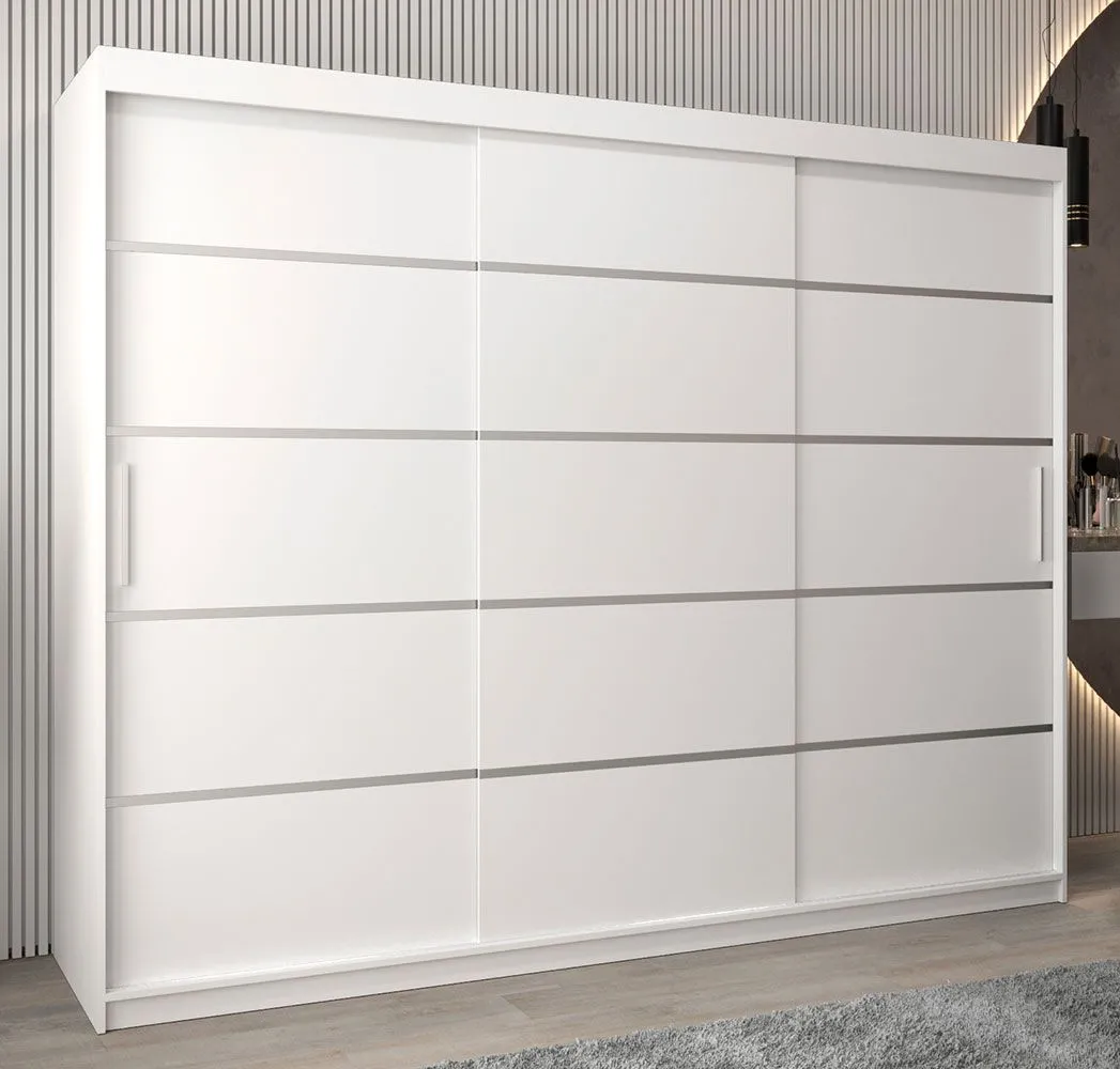 Schiebetürenschrank / Kleiderschrank Jan 06A, Farbe: Weiß matt - Abmessungen: 200 x 250 x 62 cm ( H x B x T)