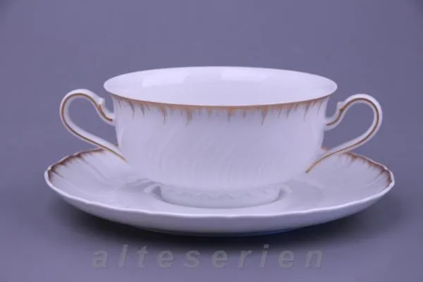 Suppentasse mit Untere - Royal Tettau Form Venus Gold geflammt 2528