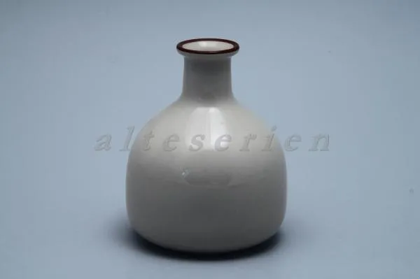 Vase H 11 cm - Schönwald beige mit braunem Rand