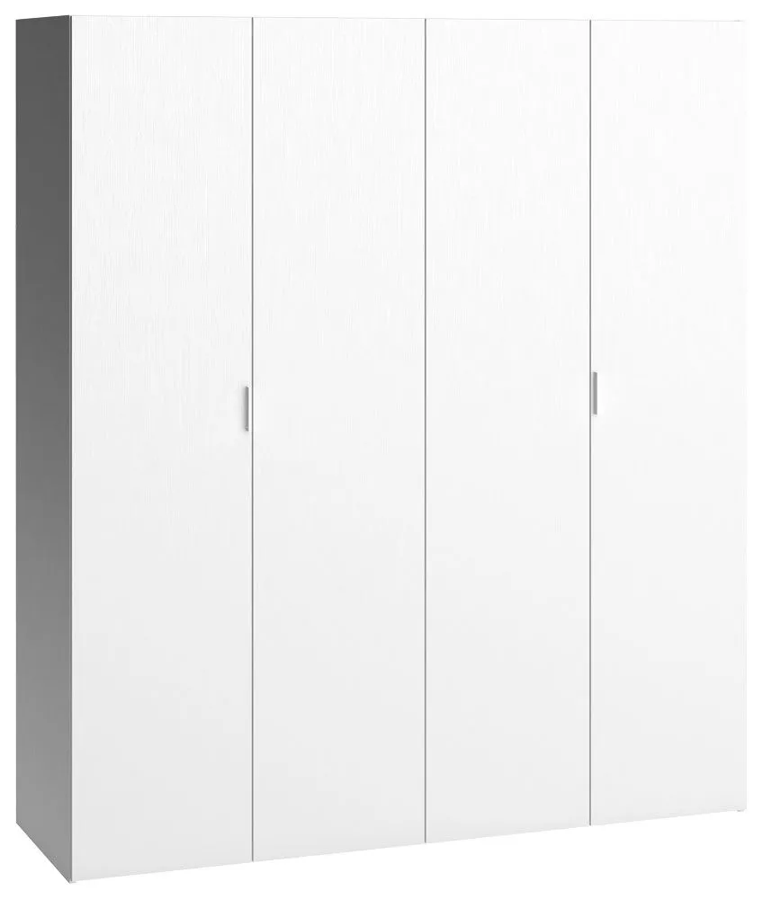 Drehtürenschrank / Kleiderschrank Minnea 08, Farbe: Weiß - Abmessungen: 240 x 180 x 57 cm (H x B x T)