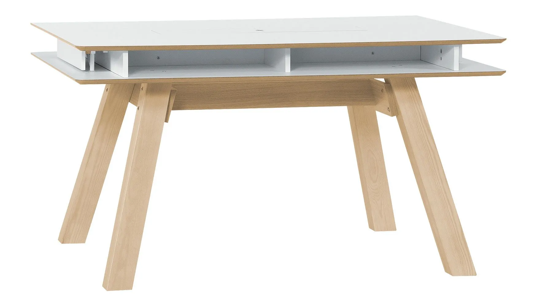 Esstisch ausziehbar Minnea 33, Farbe: Weiß / Eiche - Abmessungen: 139 - 219 x 100 cm (B x T)