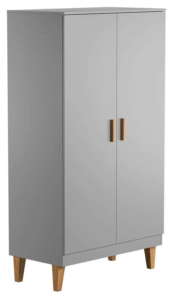 Drehtürenschrank / Kleiderschrank Rilind 08, Farbe: Grau / Eiche - Abmessungen: 187 x 100 x 55 cm (H x B x T)