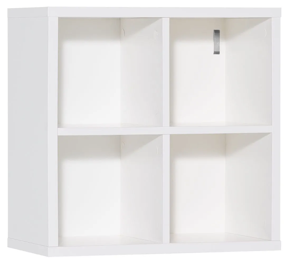 Jugendzimmer - Hängeregal / Wandregal Marincho 96, Farbe: Weiß - Abmessungen: 53 x 53 x 32 cm (H x B x T)