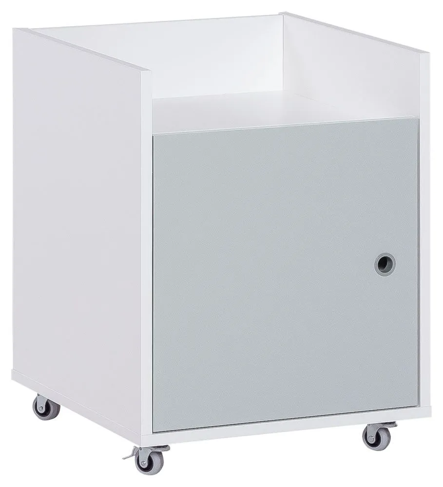 Jugendzimmer - Rollcontainer Syrina 18, Farbe: Weiß / Grau - Abmessungen: 56 x 43 x 43 cm (H x B x T)