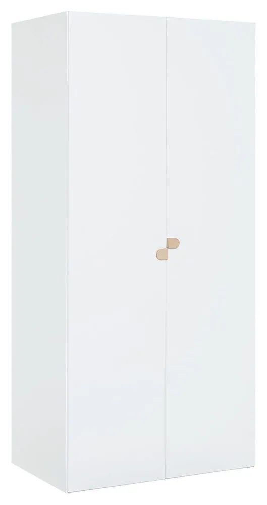 Jugendzimmer - Drehtürenschrank / Kleiderschrank Skalle 10, Farbe: Weiß - Abmessungen: 206 x 94 x 60 cm (H x B x T)