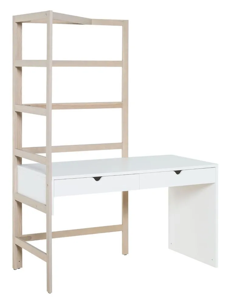 Jugendzimmer - Schreibtisch Skalle 05, Farbe: Weiß / Kiefer - Abmessungen: 190 x 137 x 69 cm (H x B x T)