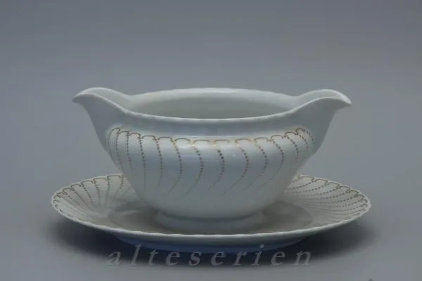 einteilige Sauciere mit Teller - Royal Tettau Annette Goldpunkte