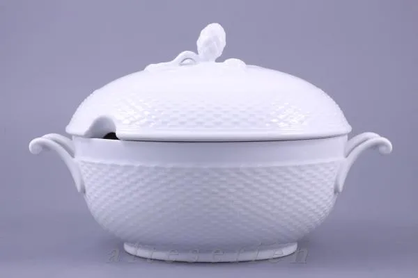 Ragout / Terrine - Kaiser Flechtrand / Webrand weiß