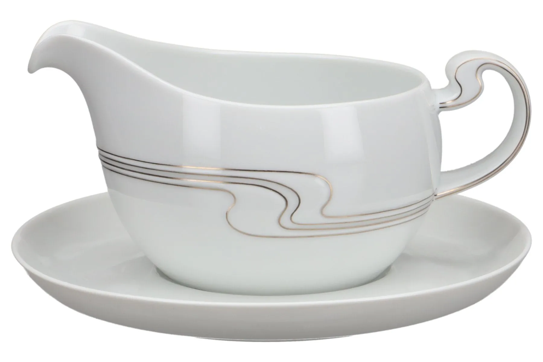 2-teilige Sauciere mit Teller - Rosenthal Asimmetria Weißgold