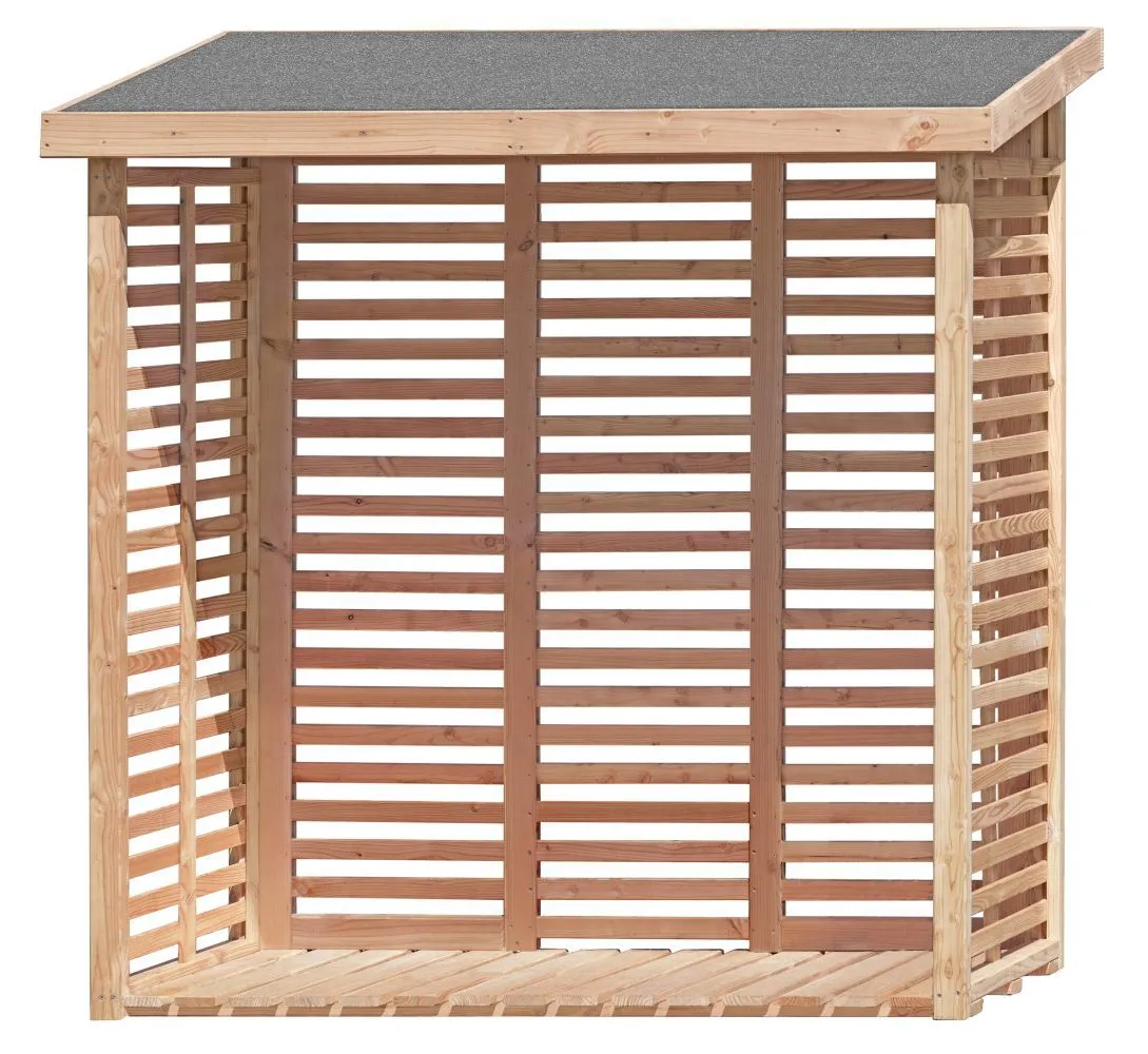 Kaminholzunterstand 01 mit Rückwand - aus LÄRCHENHOLZ - Abmessungen: 200 x 75 x 200 cm (L x B x H)