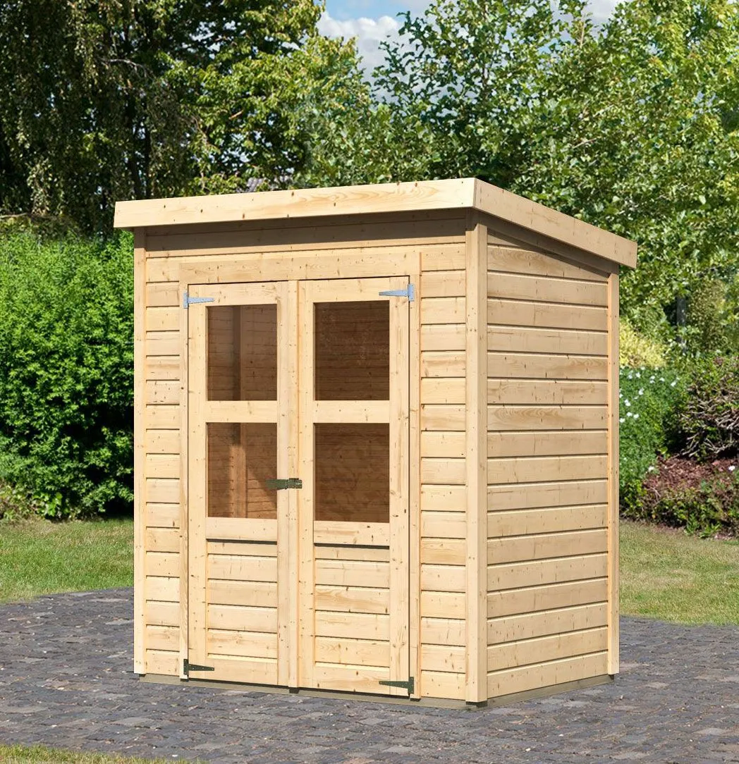 Kleines Gartenhaus mit Pultdach, Farbe: Naturbelassen, Grundfläche: 2,2 m²