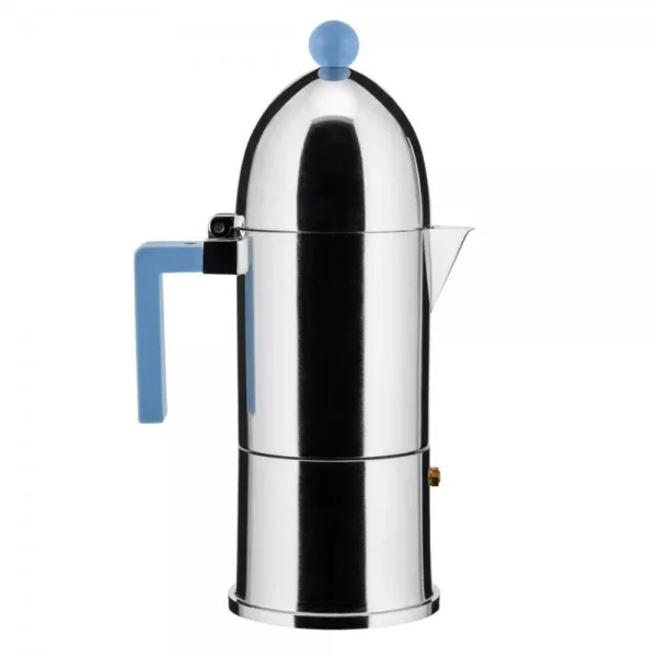Alessi Espressokocher La Cupola Silber-Blau
