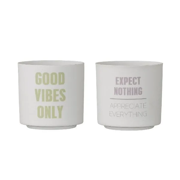Bloomingville Teelichthalter Good Vibes / Expect Nothing (2-teilig)