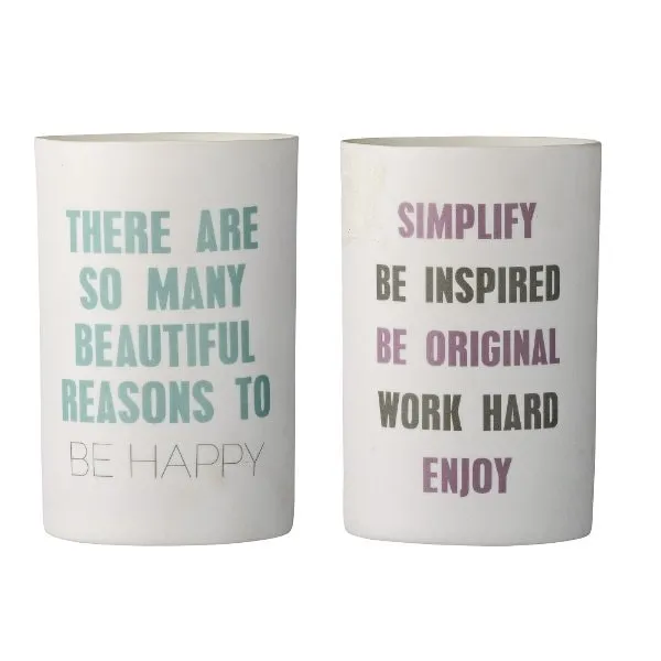 Bloomingville Teelichthalter Happy / Enjoy (2-teilig)