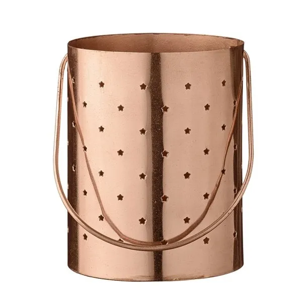 Bloomingville Teelichthalter mit Henkel kleine Sterne Kupfer