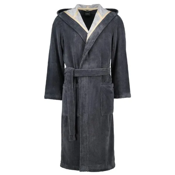 Cawö Bademantel Herren Kapuze Doubleface Stone (Größe 58/60)