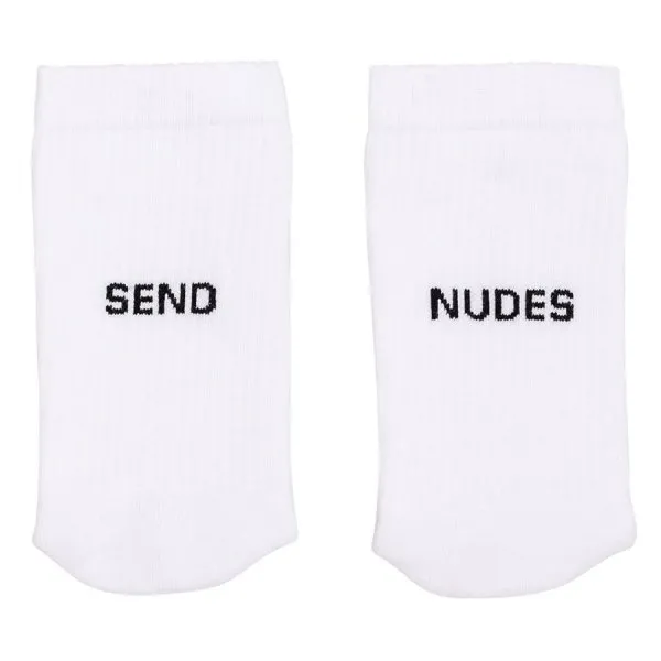 Eulenschnitt Socken Weiß Send Nudes (Größe:43-46)