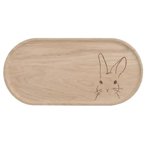 Eulenschnitt Tablett Hase Eichenholz