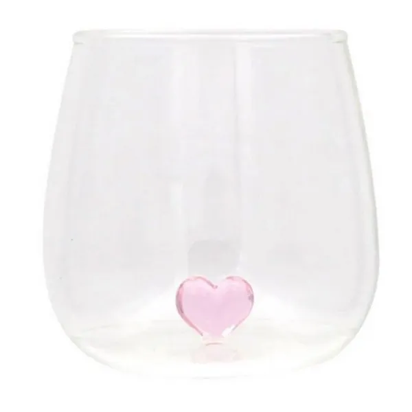 Eulenschnitt Trinkglas Herz Rosa (420ml)
