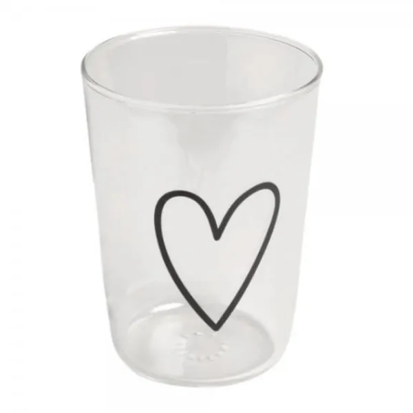 Eulenschnitt Trinkglas Herzen Schwarz (450ml)