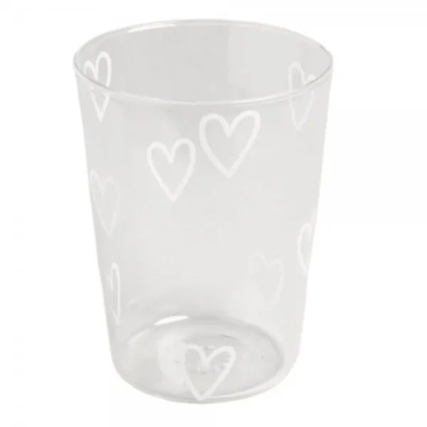 Eulenschnitt Trinkglas Herzen Weiß (450ml)