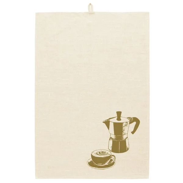 Frohstoff Geschirrtuch Leinen Kaffee Pine Messing