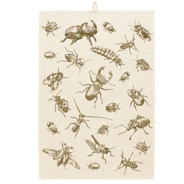 Frohstoff Geschirrtuch Leinen Pine Käfer Messing