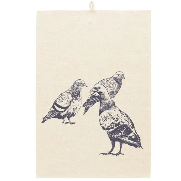 Frohstoff Geschirrtuch Taubentrio Leinen Pine Graulila