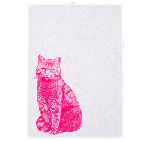 Frohstoff Geschirrtuch Wildkatze Neonpink