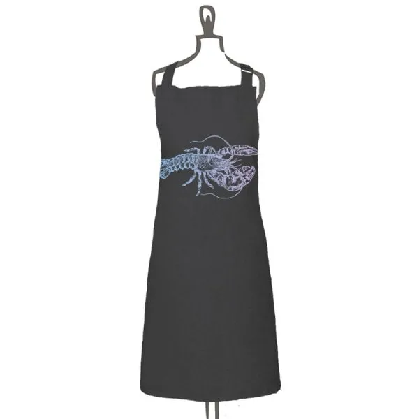 Frohstoff Schürze Leinen Anthrazit Hummer Irisdruck