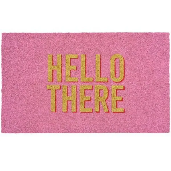 Gift Company Fußmatte aus Kokosfasern Hello There Glitzer Rosa (75x45cm)