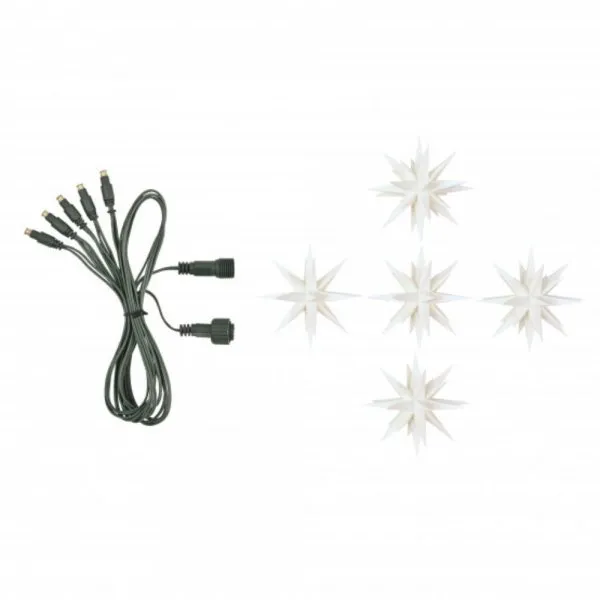 Herrnhuter Erweiterung für Miniatur Sternenkette A1s Set Kunststoffsterne Weiß (8cm)