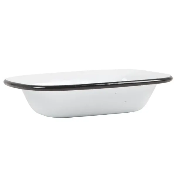 Ib Laursen Seifenschale Emaille Weiß mit Schwarzem Rand