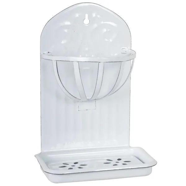 Ib Laursen Seifenschale mit Korb Emaille Weiß