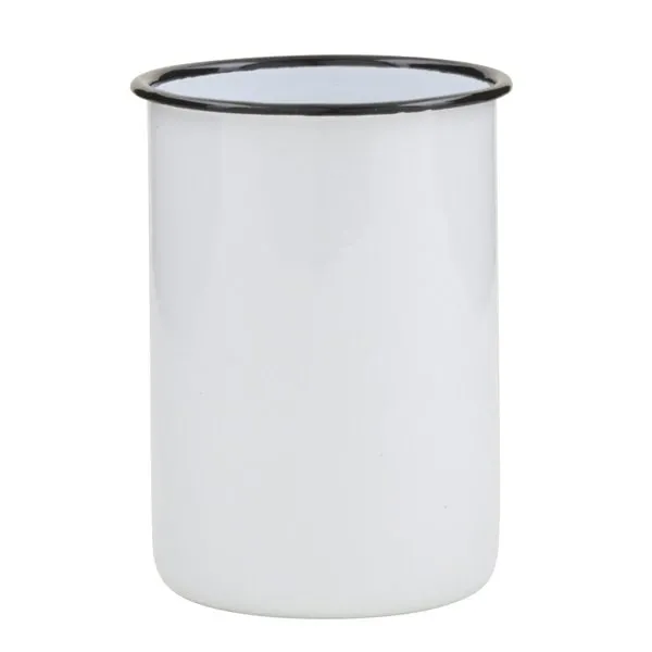 Ib Laursen Zahnputzbecher Emaille Weiß Schwarzer Rand