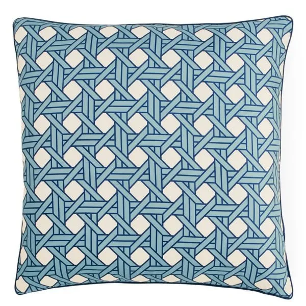 Jonathan Adler Kissen Basketweave Blau Seide (50x50cm)