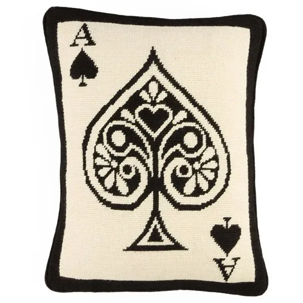 Jonathan Adler Kissen Needlepoint Dealer'S Choice Ace of Spades (30x40cm)