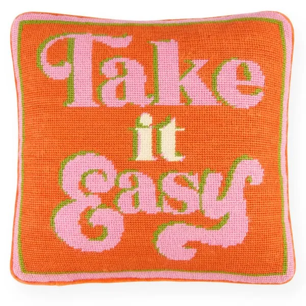 Jonathan Adler Kissen Needlepoint Take it Easy (30x30cm)