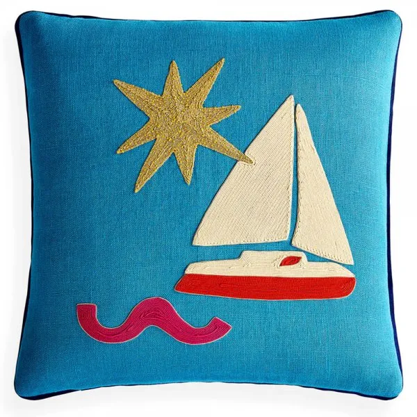 Jonathan Adler Kissen Playa Sailboat Blau (45x45cm)