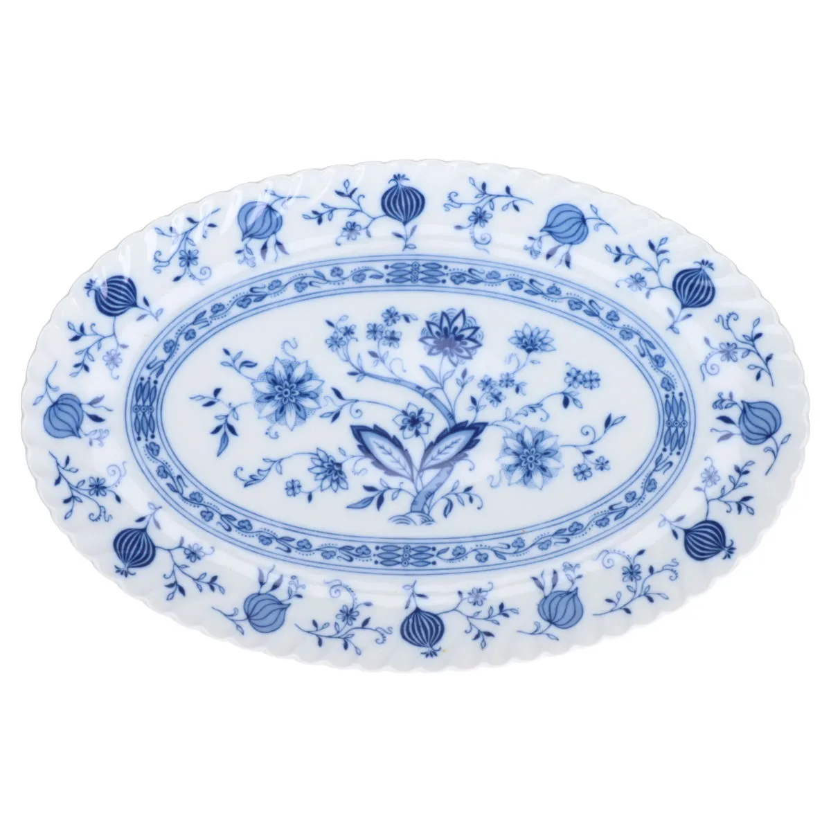 Fleischplatte klein - Royal Tettau Drache-Modell Echt Kobalt Zwiebelmuster