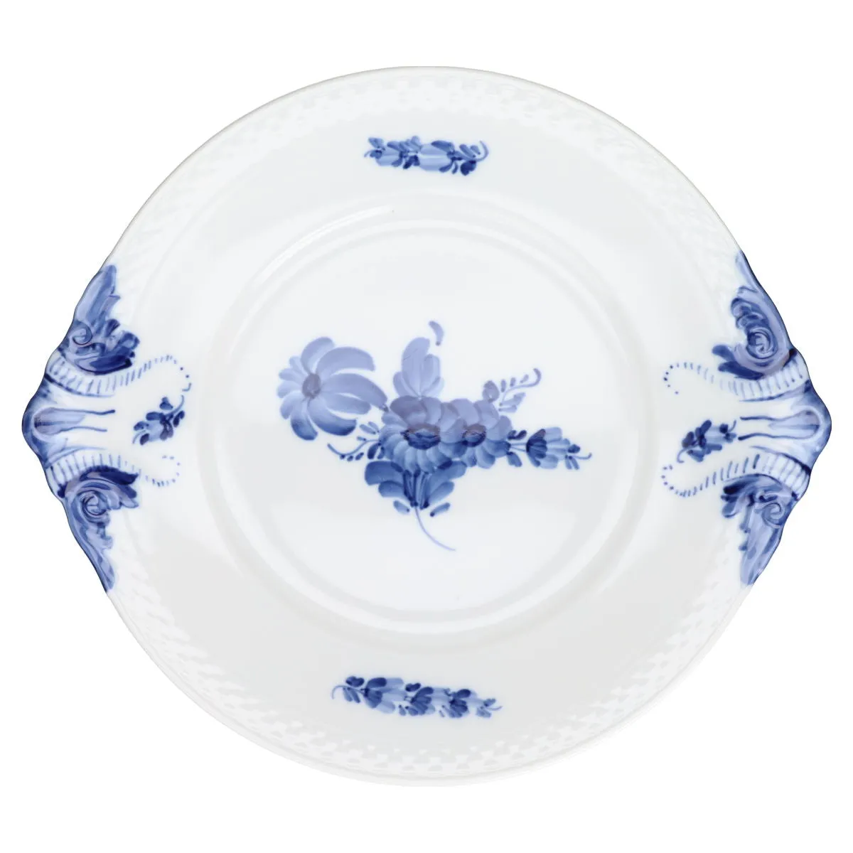 Kuchenplatte mit Griffen Modell 8162 - Royal Copenhagen Blaue Blume glatt  II. Wahl