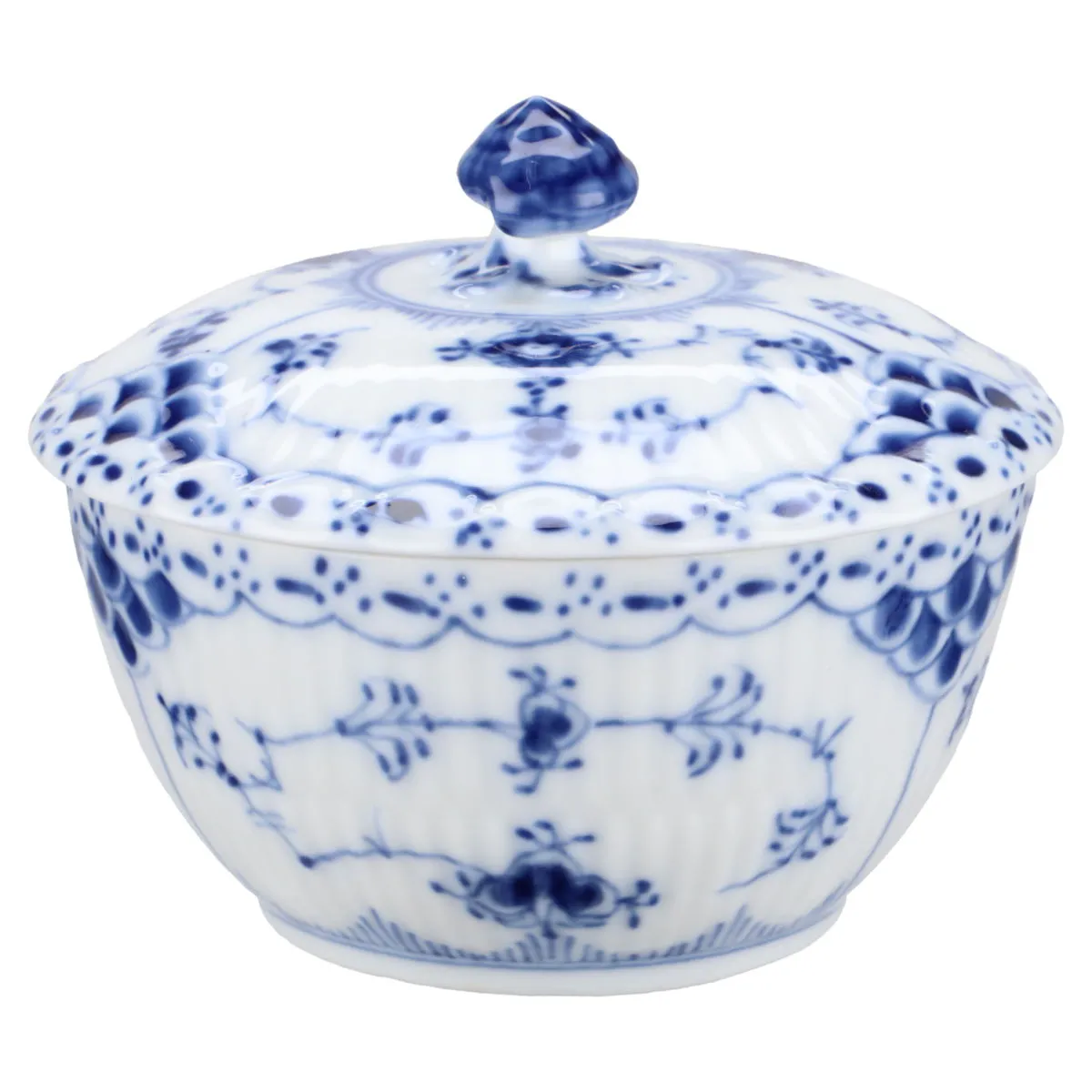 Zuckerdose Modell 657 - Royal Copenhagen Musselmalet Halbspitze I. Wahl