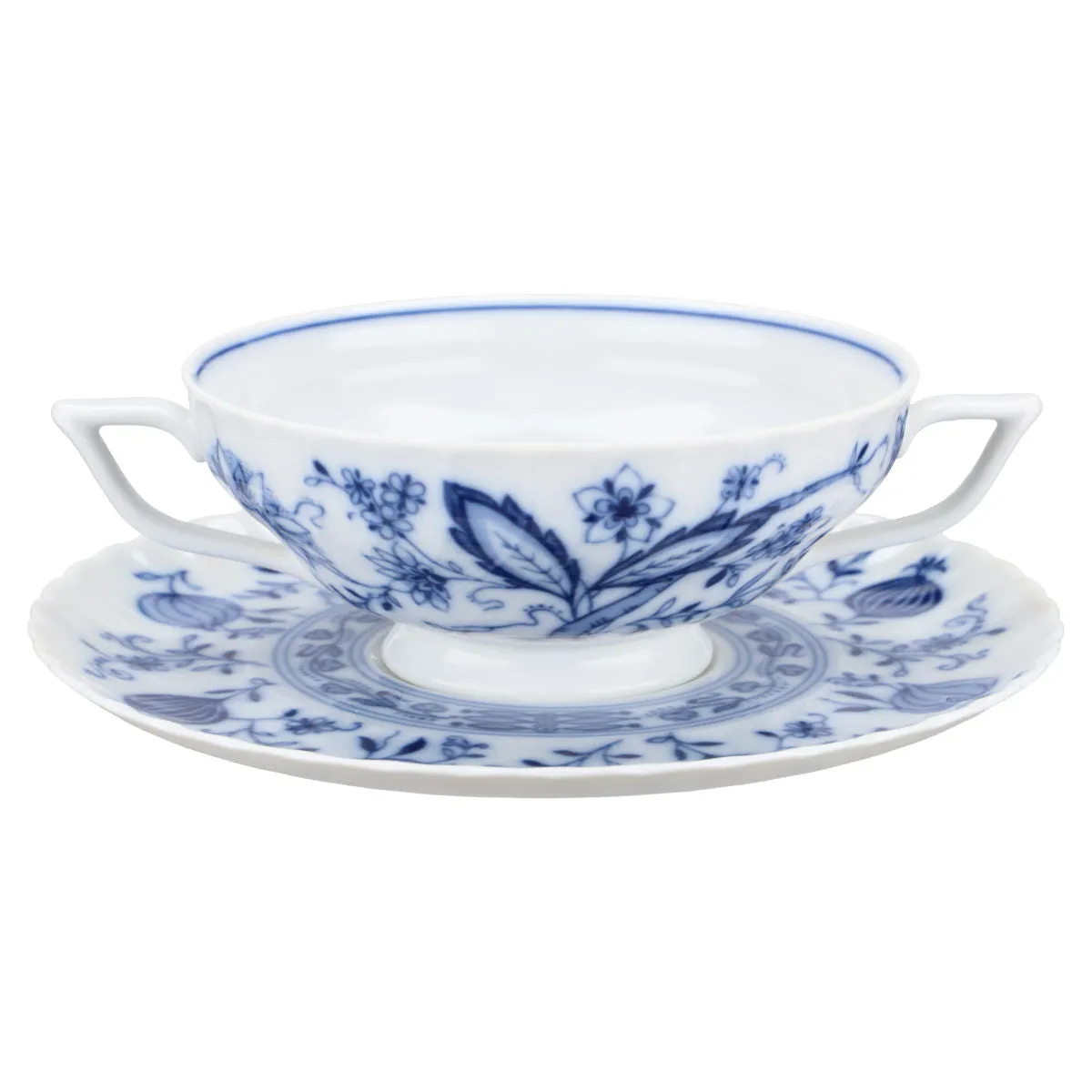 Suppentasse mit Untere - Royal Tettau Drache-Modell Echt Kobalt Zwiebelmuster