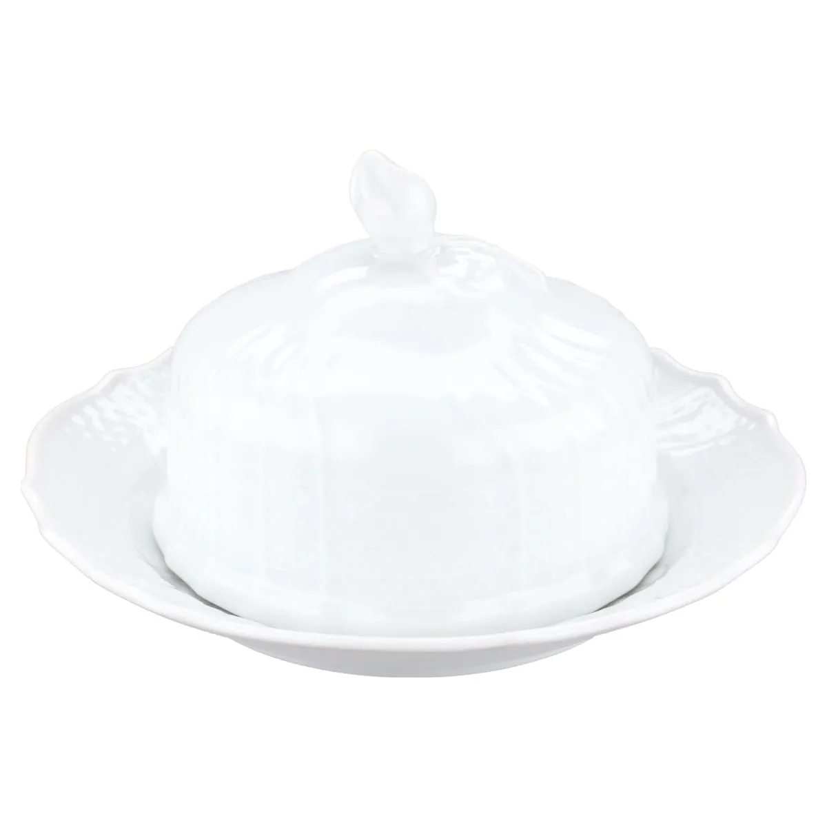 Butterdose rund - Hutschenreuther Dresden weiß